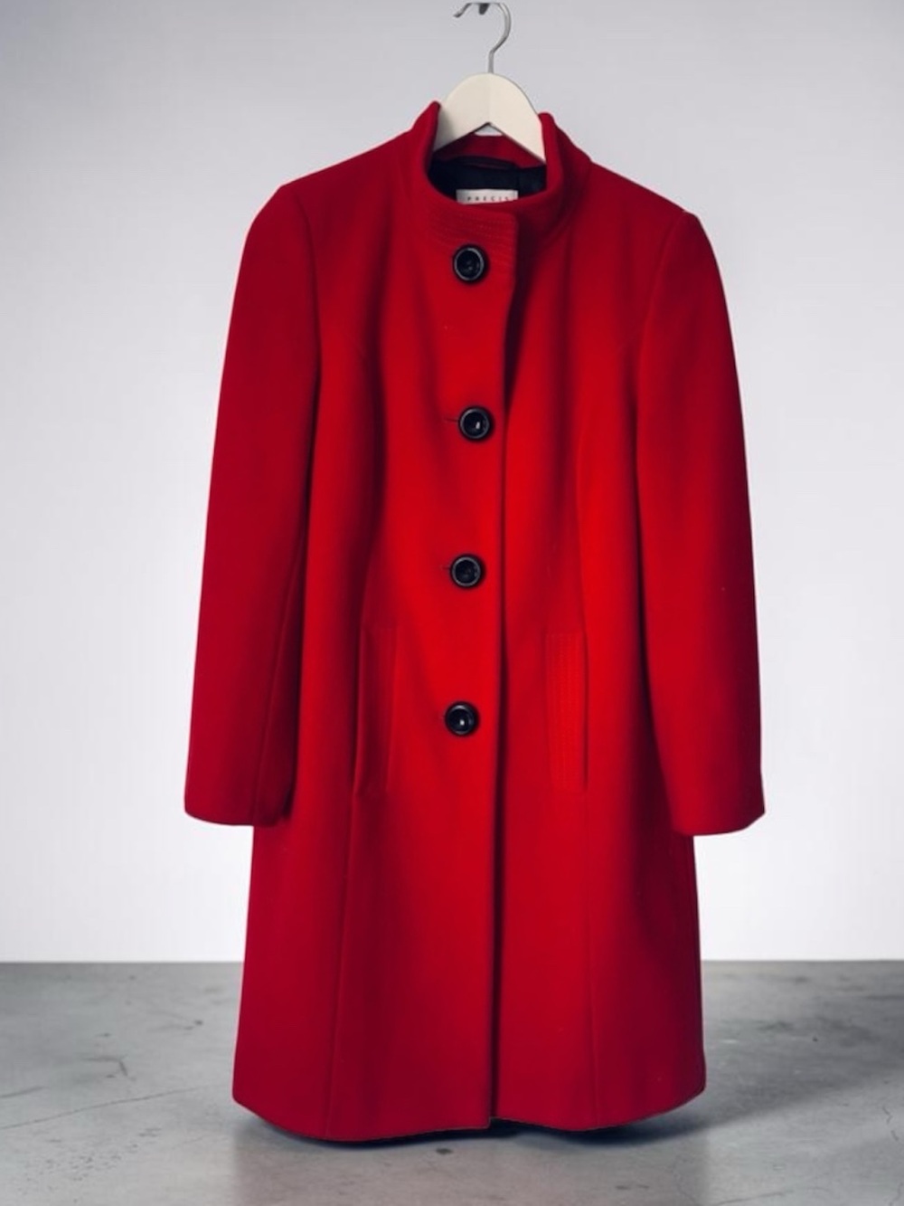 Chic Cachemire Wool Blend Red Women's Pea Coat